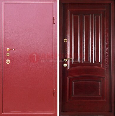 Красная металлическая дверь с порошковым напылением ДП-165 в Волжском