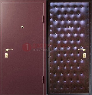 Бордовая железная дверь с порошковым напылением ДП-177 в Волжском