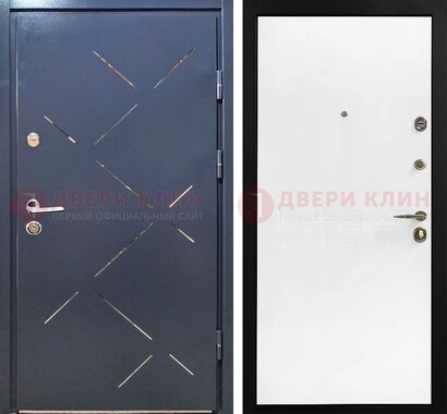 Синеватая дверь с порошковым напылением и зеркальными вставками ДП-208 в Волжском