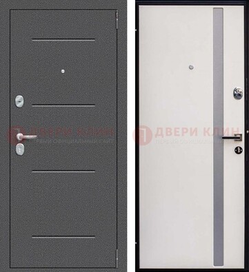 Железная дверь с порошковым напылением и белой МДФ ДП-212 в Волжском