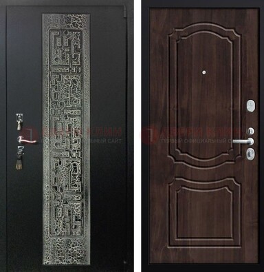 Темная входная дверь с порошковым покрытием и МДФ внутри ДП-224 в Самаре
