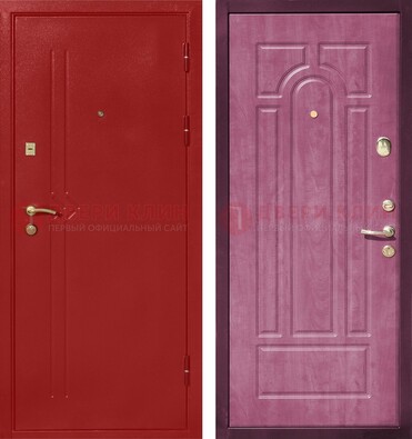 Красная входная дверь с порошковым напылением ДП-240 в Уфе