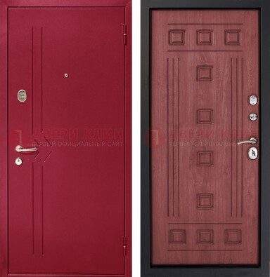 Красная железная дверь с порошковым напылением ДП-242 в Волжском