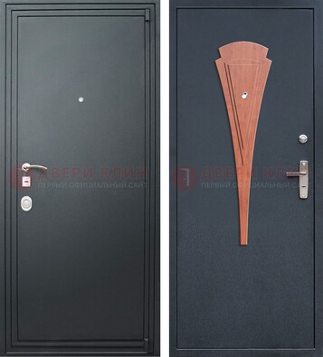 Черная железная дверь с порошковым покрытием и накладкой МДФ внутри ДП-245 в Волжском