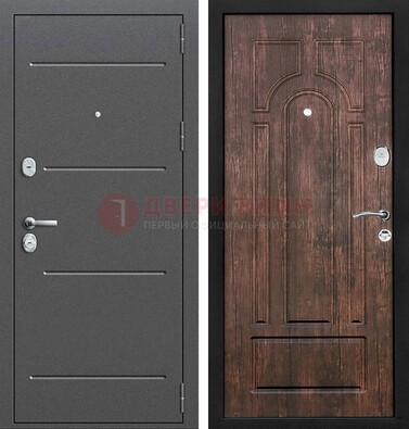 Железная дверь Антик серебро с порошковым напылением и МДФ Тисненый орех ДП-260 в Волжском