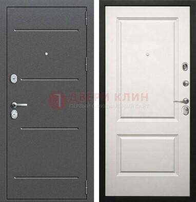 Серая стальная дверь с порошковым покрытием и светлой МДФ ДП-266 в Волжском