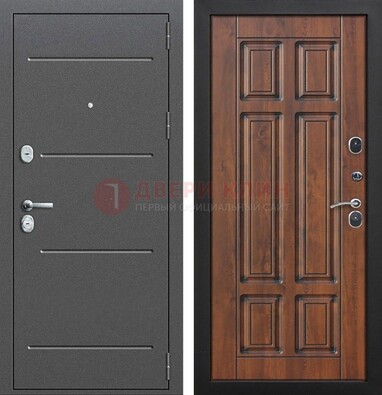 Стальная дверь с порошковым покрытием Антик серебро и филенчатой МДФ ДП-267 в Волжском