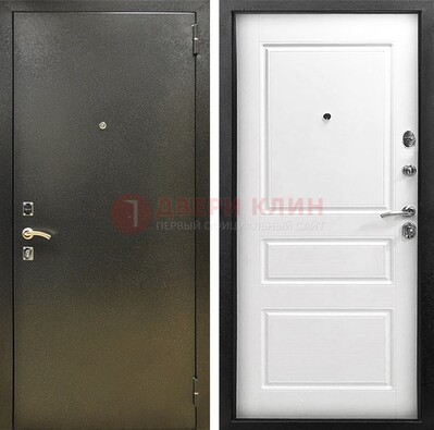 Входная дверь Темное серебро с порошковым напылением и белой МДФ ДП-272 в Уфе
