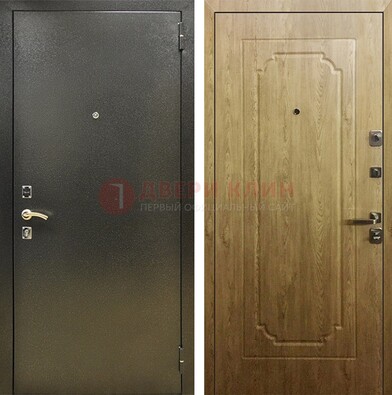 Темно-серая входная дверь с порошковым покрытием и МДФ Золотой дуб ДП-291 в Волжском