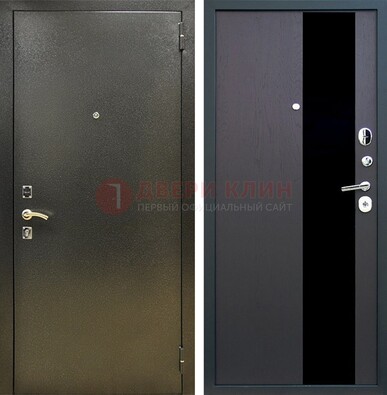 Входная темная дверь с порошковым покрытием и МДФ со стеклом ДП-294 в Волжском
