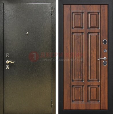 Металлическая входная темная дверь с порошковым напылением и МДФ ДП-299 в Волжском