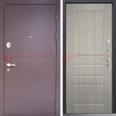 Темная стальная дверь с порошковым окрасом и МДФ ДП-310 в Волжском