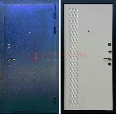 Синяя железная дверь с порошковым напылением ДП-49 в Волжском