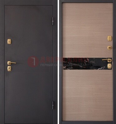 Коричневая металлическая дверь с порошковым окрасом ДП-82 в Волжском