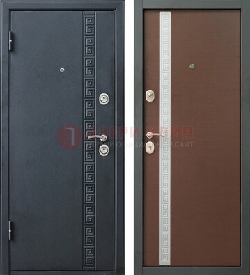 Черная стальная дверь с порошковым напылением ДП-9 в Волжском