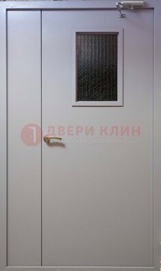Белая железная подъездная дверь ДПД-4 в Волжском