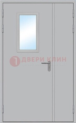 Белая входная техническая дверь со стеклянной вставкой ДПП-10 в Волжском