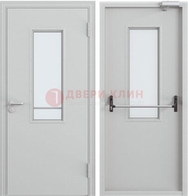 Белая металлическая противопожарная дверь с декоративной вставкой ДПП-4 в Волжском