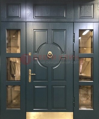 Стальная парадная дверь ДПР-64 со стеклопакетом в Волжском