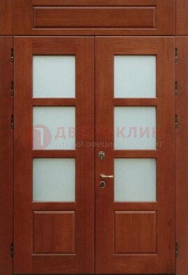 Металлическая парадная дверь со стеклом ДПР-69 для загородного дома в Волжском