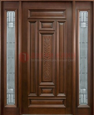 Парадная дверь с резьбой ДПР-70 в кирпичный дом в Волжском
