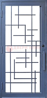 Современная железная решетчатая дверь синяя ДР-31 в Волжском