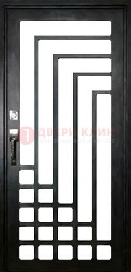 Черная стальная решетчатая дверь в современном стиле ДР-43 в Волжском
