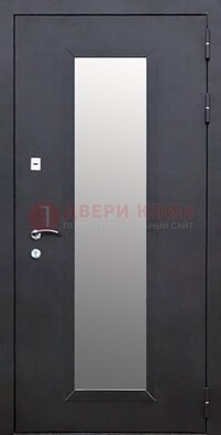 Черная стальная дверь порошок со стеклом ДС-33 в Волжском
