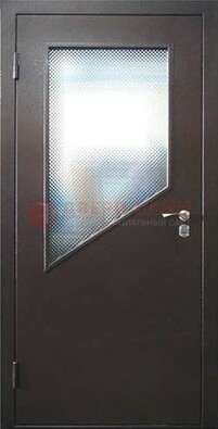 Стальная дверь со стеклом ДС-5 в кирпичный коттедж в Волжском