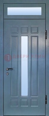 Серая металлическая дверь со стеклом ДС-70 в Волжском