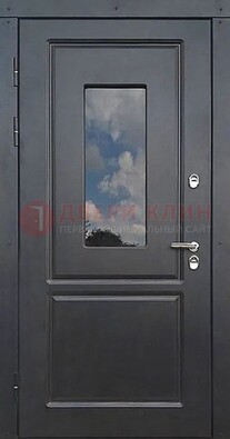 Чёрная металлическая дверь со стеклом ДС-77 в Волжском
