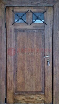 Металлическая дверь с Виноритом со стеклом и ковкой под старину ДСК-209 в Волжском