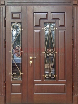Стальная распашная дверь Винорит стекло и ковка ДСК-274 в Волжском