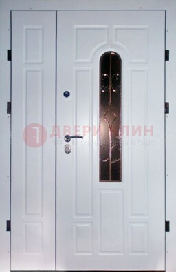 Входная дверь Винорит со стеклом в белом цвете ДСК-277 в Волжском
