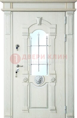Герметичная входная дверь со стеклом и ковкой с украшением ДСК-64 в Волжском