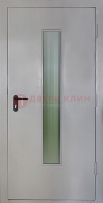 Белая металлическая противопожарная дверь со стеклянной вставкой ДТ-2 в Волжском