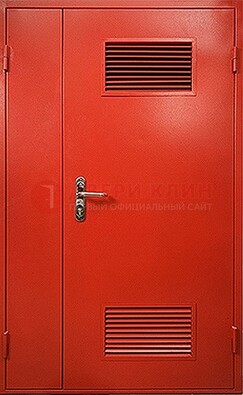 Красная железная техническая дверь с вентиляционными решетками ДТ-4 в Волжском