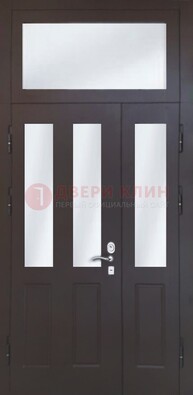 Черная тамбурная дверь со стеклянными вставками ДТМ-38 в Волжском