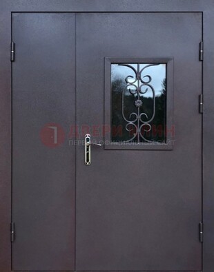Тамбурная дверь Порошок со стеклом и ковкой ДТМ-48 в Волжском