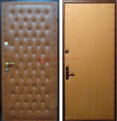 Желтая железная дверь с винилискожей ДВ-2 в Волжском