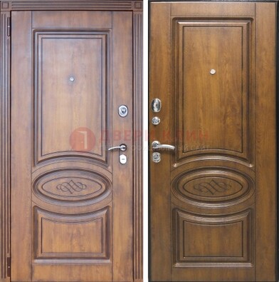 Коричневая металлическая дверь с виноритом ДВТ-10 в Волжском