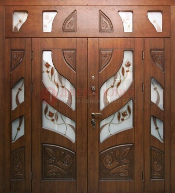 Элитная двухстворчатая дверь с витражным стеклом ДВТ-173 в Волжском