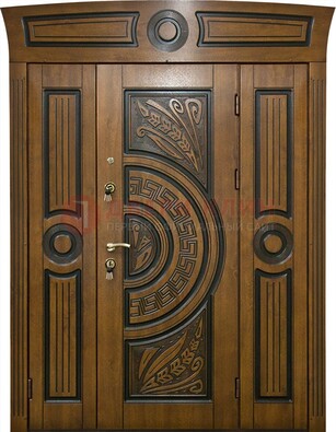 Парадная входная дверь с виноритом и узором ДВТ-194 в Волжском