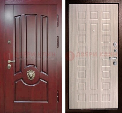 Темно-красная входная дверь с виноритом ДВТ-234 в Волжском