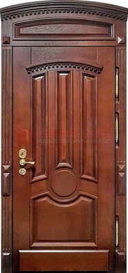 Темная стальная дверь с виноритом и фрамугой ДВТ-238 в Волжском