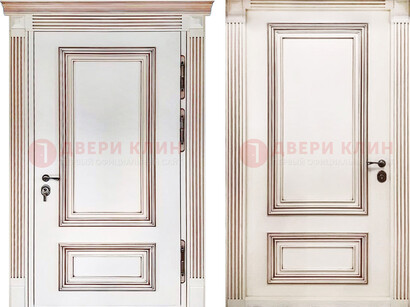 Белая металическая дверь с виноритом для дома ДВТ-239 в Чехове