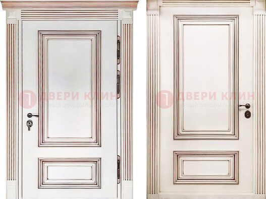 Белая металическая дверь с виноритом для дома ДВТ-239 в Волжском