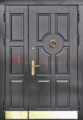 Черная металическая дверь с виноритом для дома ДВТ-241 в Волжском