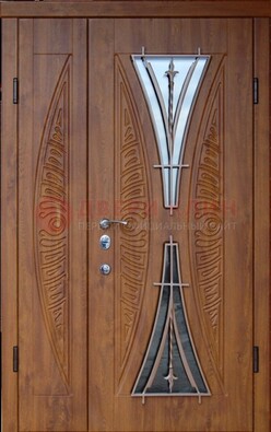 Входная классическая дверь с терморазрывом и коричневым МДФ ДВТ-76 в Волжском