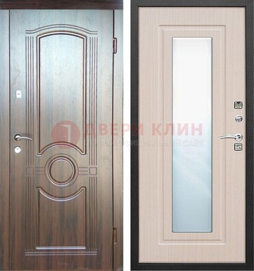 Светло-коричневая дверь c виноритом с узором и филенчатой МДФ ДЗ-120 в Волжском